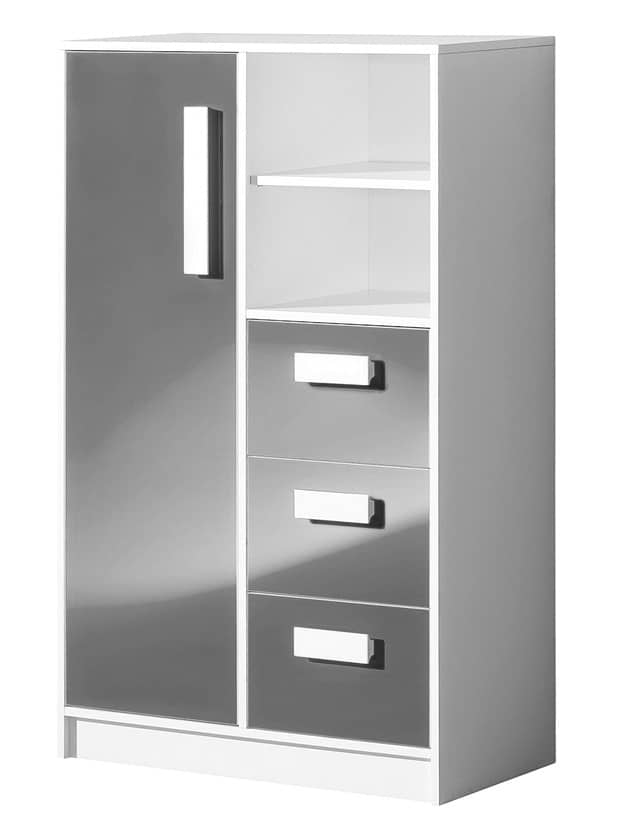 Komoda se zásuvkami GULLIWER 5, bílá/šedá lesk