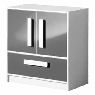 Komoda GULLIWER 8, bílá/šedá lesk