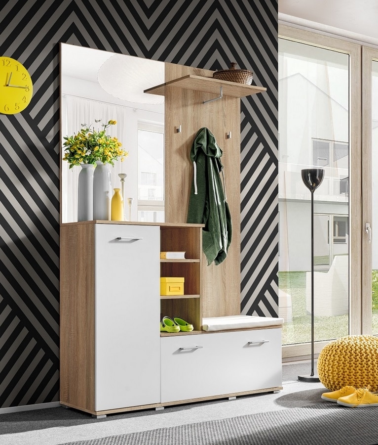 Předsíňová stěna DIANA, dub sonoma/bílá mat