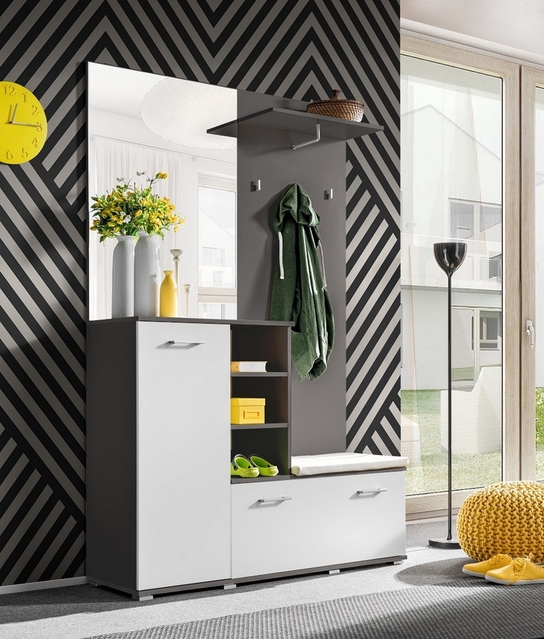 Předsíňová stěna DIANA, grafit/bílá mat