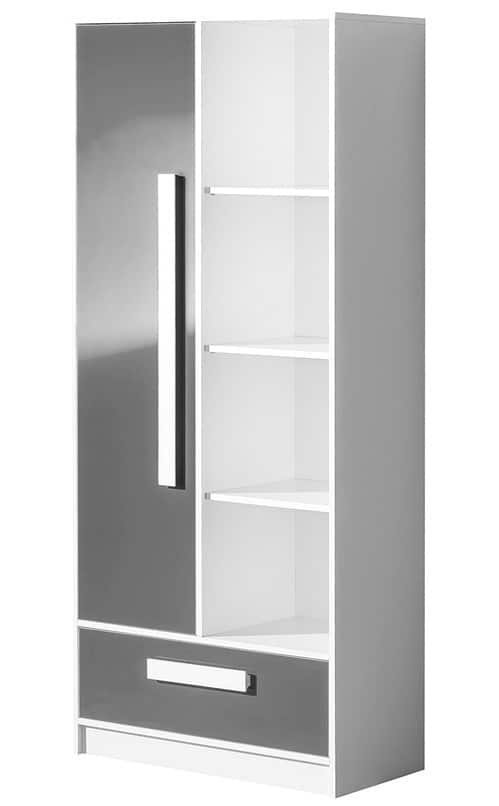 Kombinovaná skříň GULLIWER 3, bílá/šedá lesk
