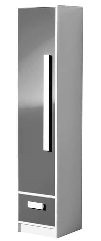 Policová skříň GULLIWER 4, bílá/šedý lesk