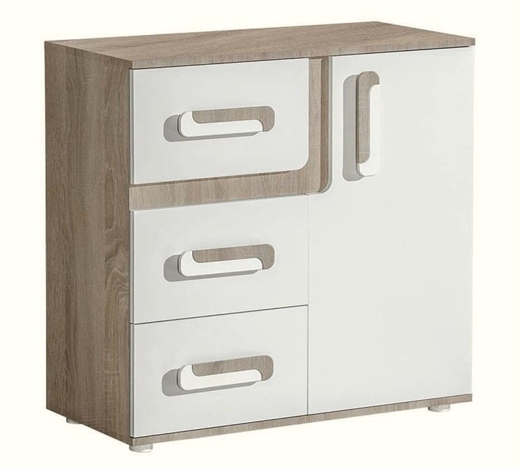 Komoda APETTITA 8, dub jasný/bílá
