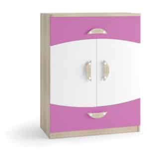 TENUS II komoda I, dub sonoma/růžová/bílá