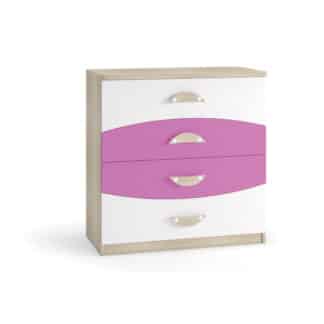 TENUS II komoda II, dub sonoma/růžová/bílá