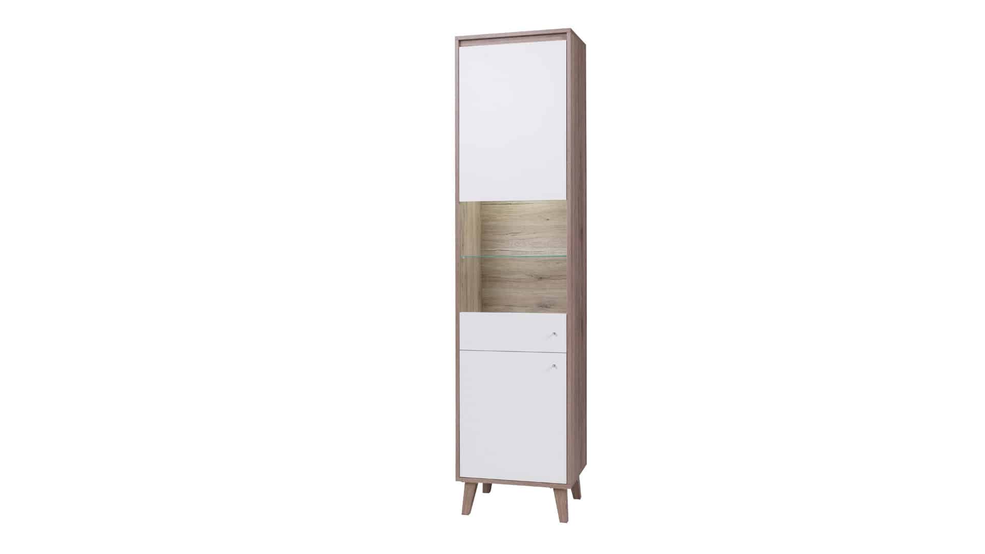 OVIEDO vitrína 50 cm, dub san remo tmavý/bílá
