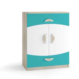 TENUS II komoda I, dub sonoma/tyrkysová/bílá