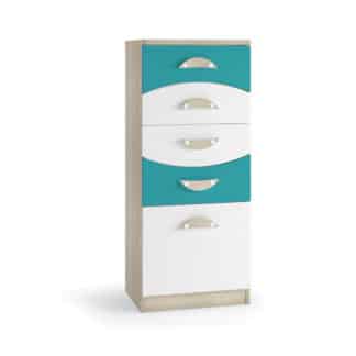 TENUS II komoda III, dub sonoma/tyrkysová/bílá