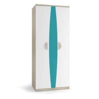 TENUS II šatní skříň, dub sonoma/tyrkysová/bílá