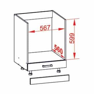 FIORE dolní skříňka DP60, korpus wenge, dvířka bílá supermat