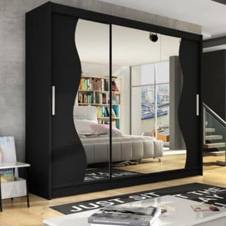 Šatní skříň ASTON S, černá/zrcadlo