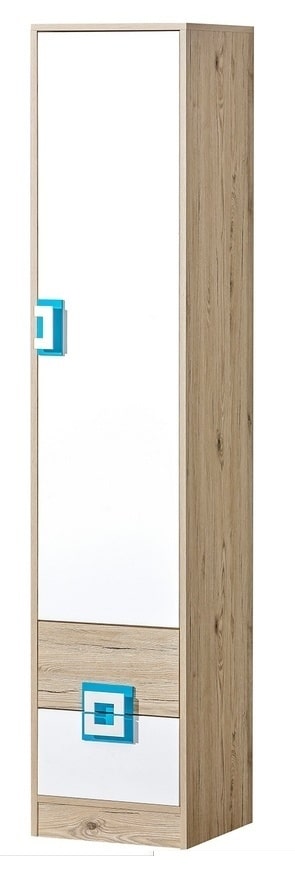 Policová skříň NIKO 5, dub jasný/bílá/tyrkys