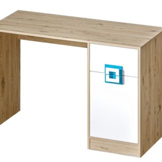 Pracovní stůl NIKO 10, dub jasný/bílá/tyrkys