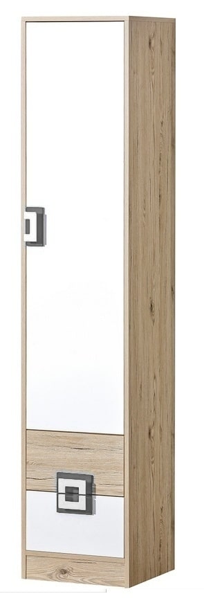 Policová skříň NIKO 5, dub jasný/bílá/popel