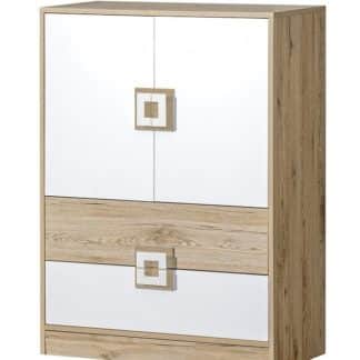 Komoda NIKO 9, dub jasný/bílá