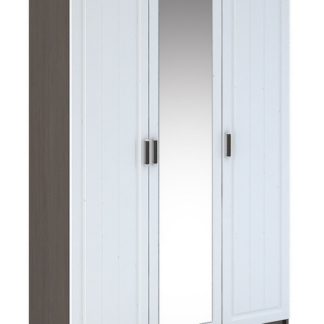 PRAGA WK-903 šatní skříň 3D se zrcadlem, wenge/bílá