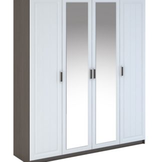 PRAGA WK-904 šatní skříň 4D se zrcadlem, wenge/bílá