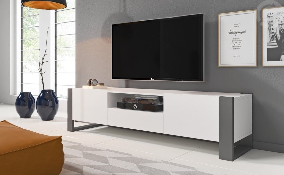 Televizní stolek NUKI, bílá/grafit