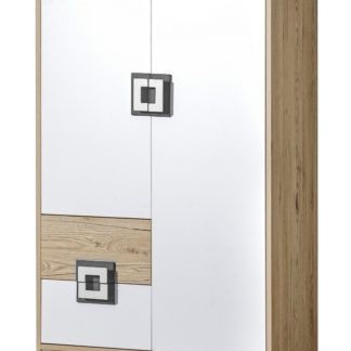 Komoda vysoká NIKO 7, dub jasný/bílá/popel