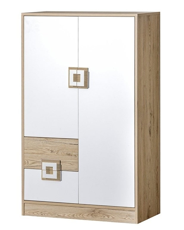 Komoda vysoká NIKO 7, dub jasný/bílá