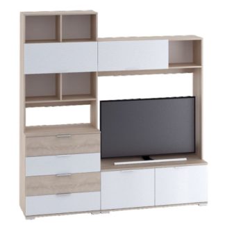 Televizní stěna TERRA sonoma/bílá lesk