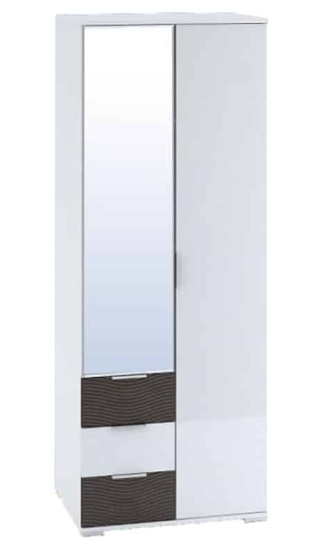 Šatní skříň 2-dveřová TERRA, wenge/bílý lesk