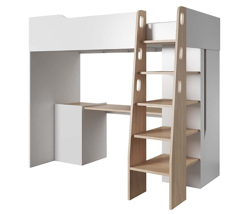Patrová postel kombi BUBU, dub jantar/bílá