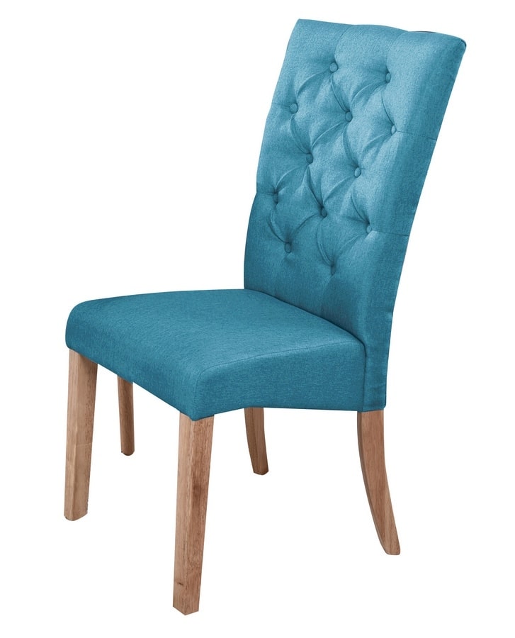 Jídelní čalouněná židle ATHENA, modrá/dub natural
