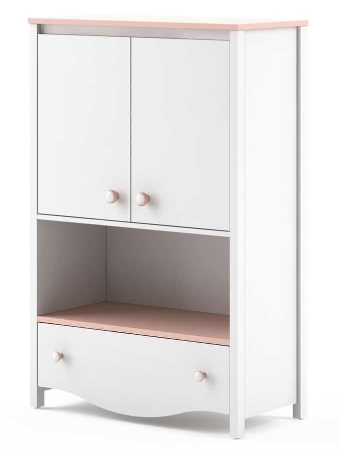 Komoda 2D1S MIA MI-11, bílá/růžová