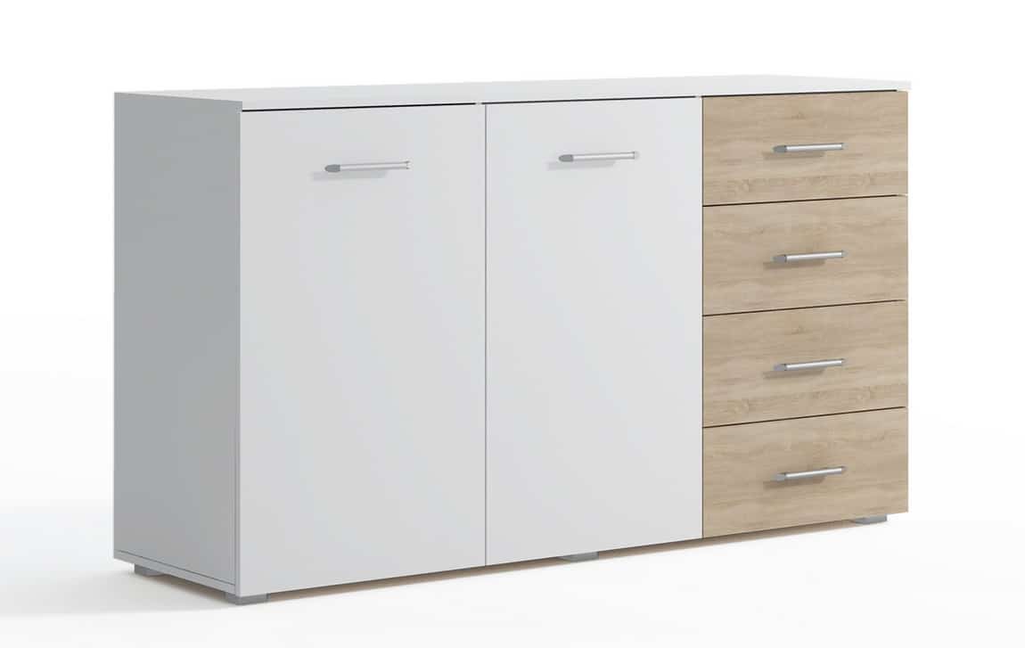 Komoda VANA 2D4S II,bílá/dub sonoma
