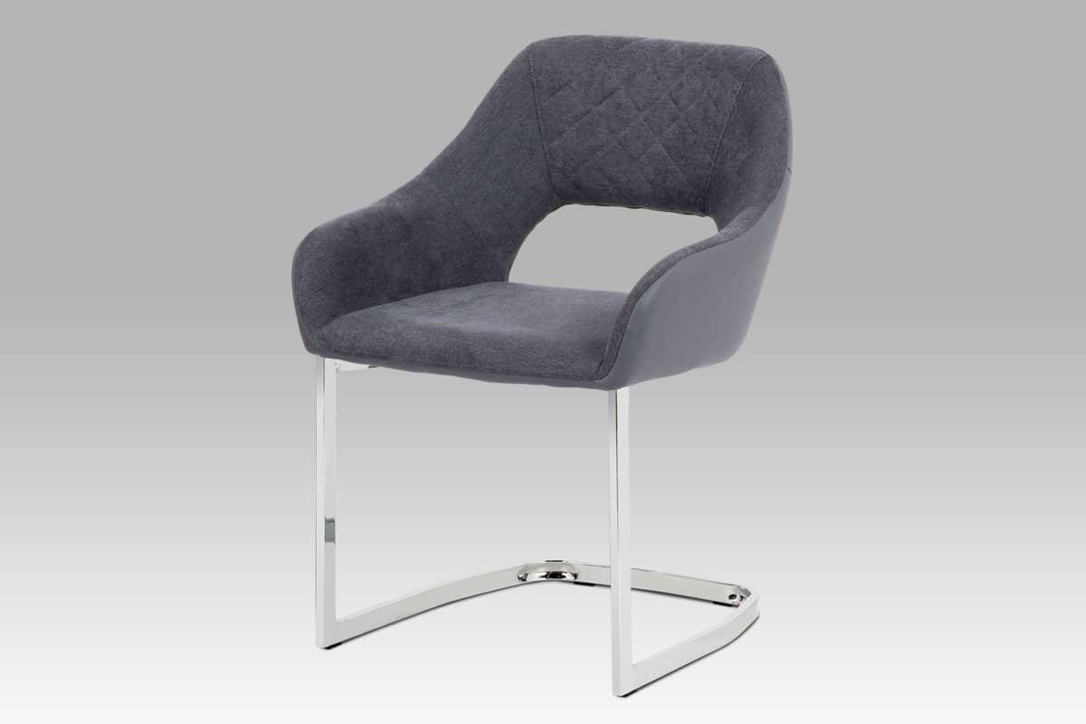 Jídelní židle HC-223 GREY2, šedá látka+ekokůže/chrom