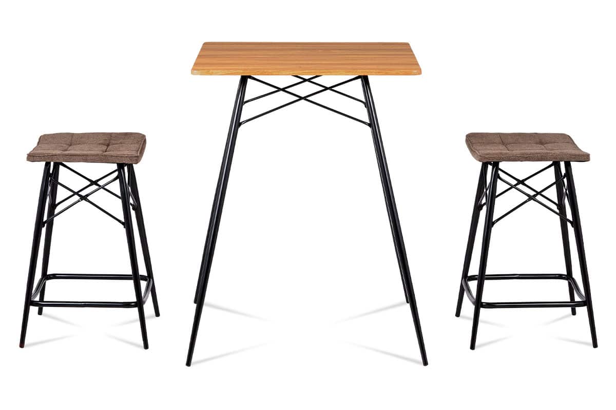 Barový set 1+2 AUB-2005 OAK, dub/šedá/černá