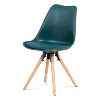 Jídelní židle CT-805 PET, petrolejová plast+ekokůže/buk masiv