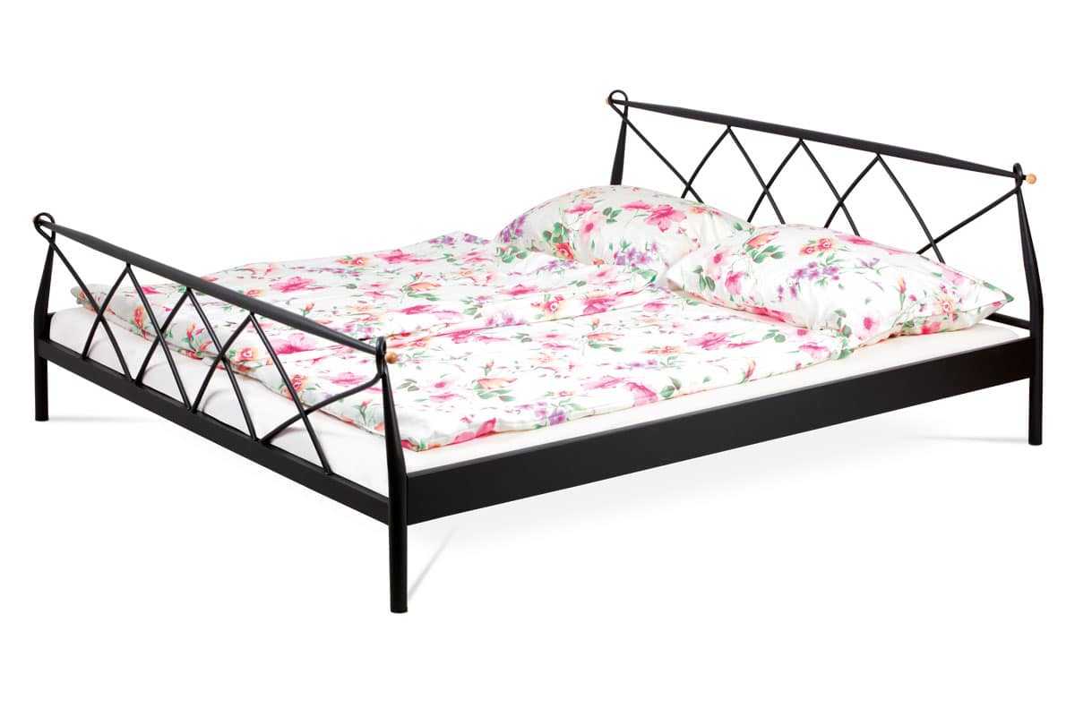 Kovová dvoulůžková postel 180x200 BED-1907 BK, černá
