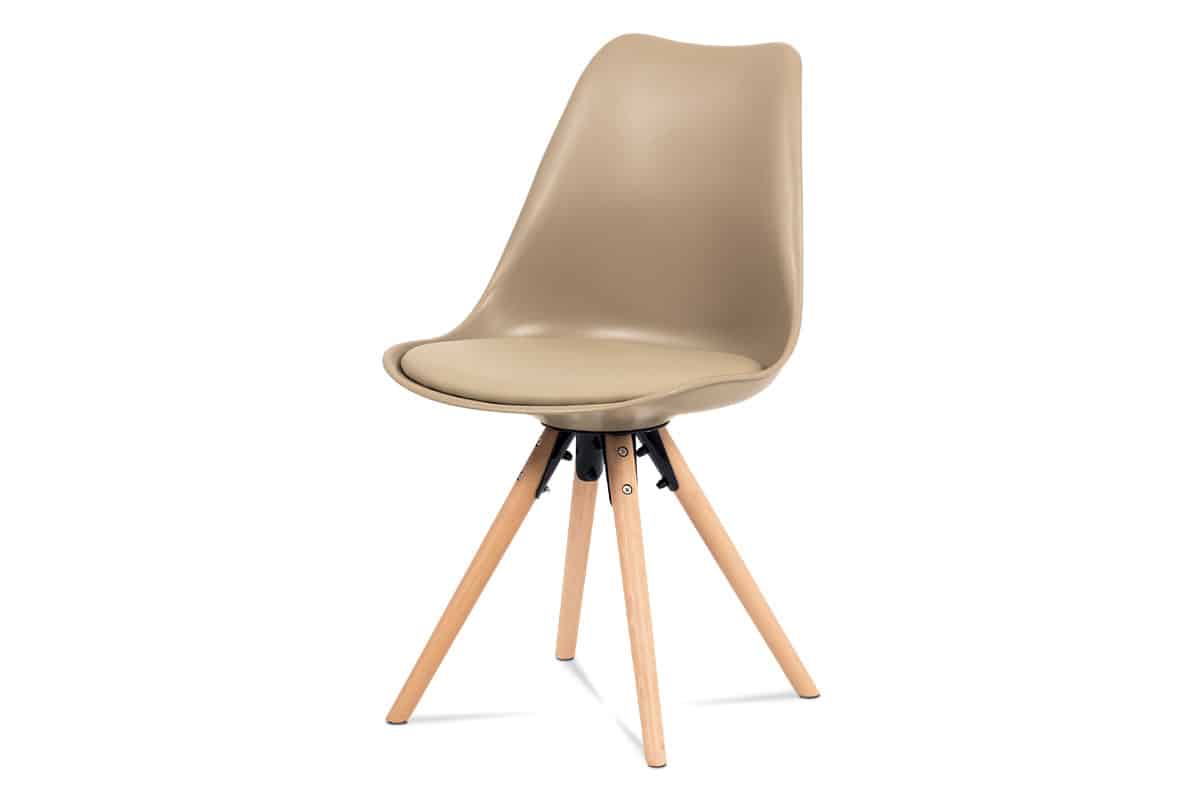 Jídelní židle CT-805 CAP, cappuccino plast+ekokůže/buk masiv