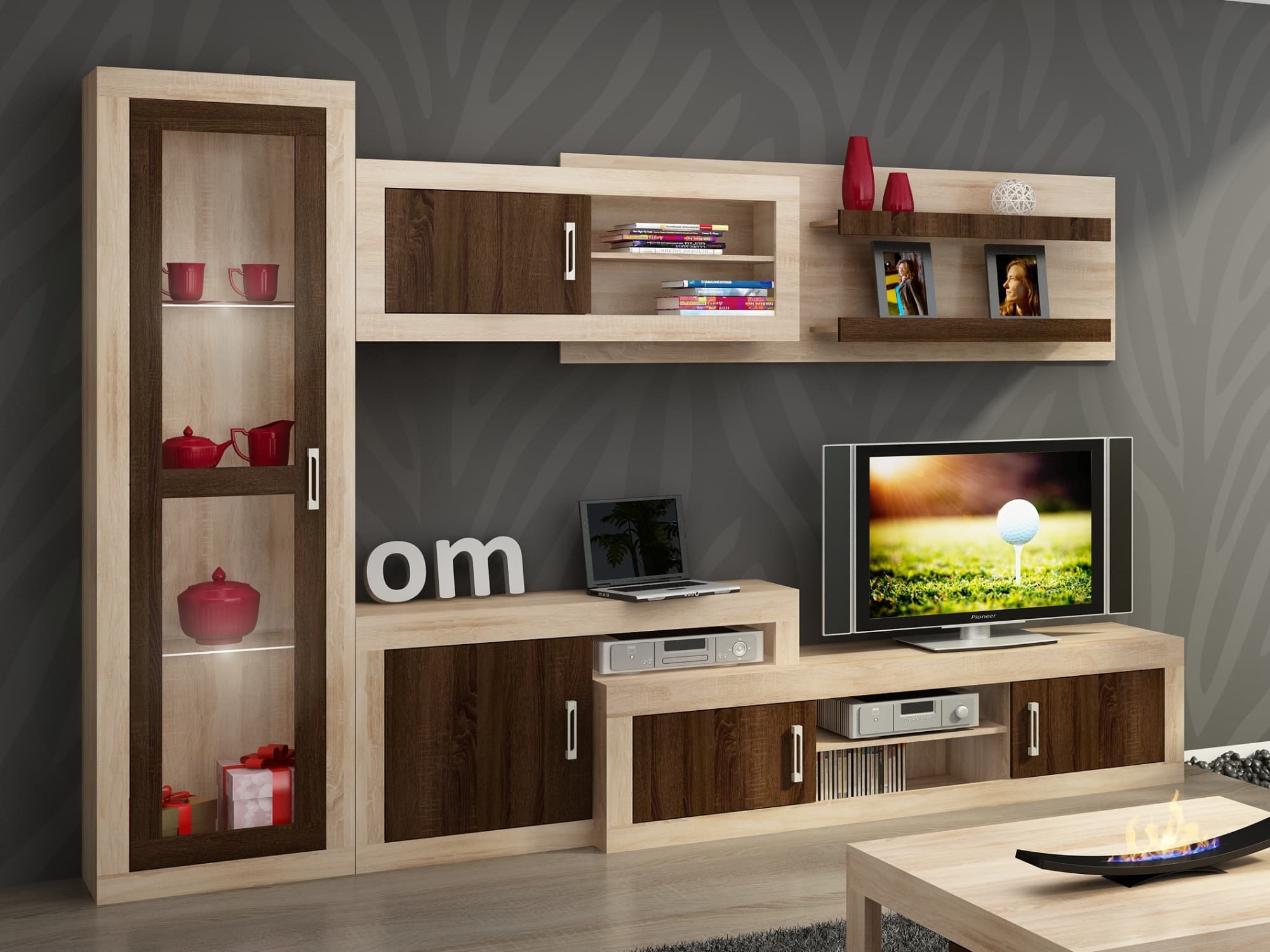 Obývací stěna VERIN 3, dub sonoma/dub sonoma tmavý