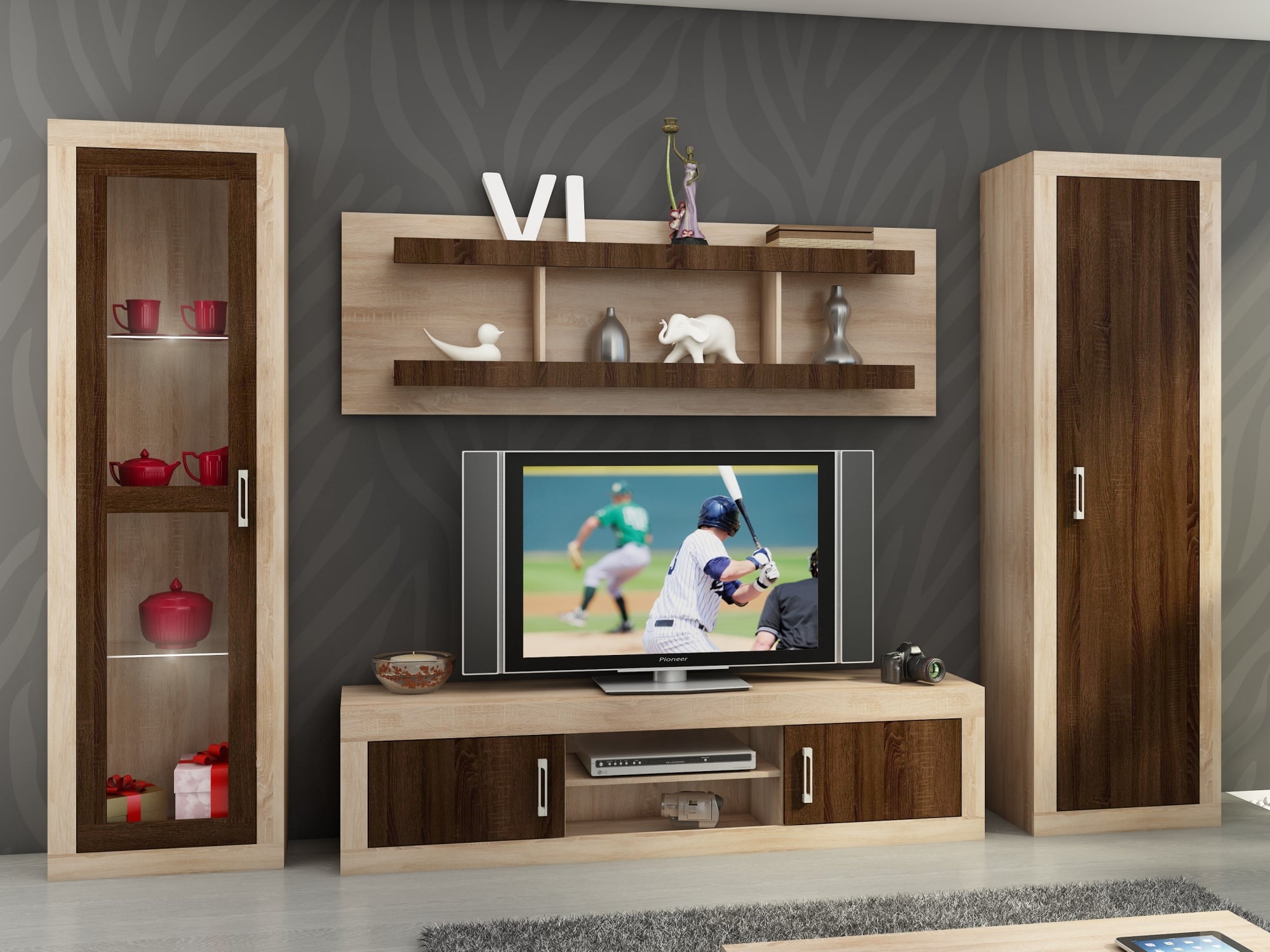 Obývací stěna VERIN 4, dub sonoma/dub sonoma tmavý