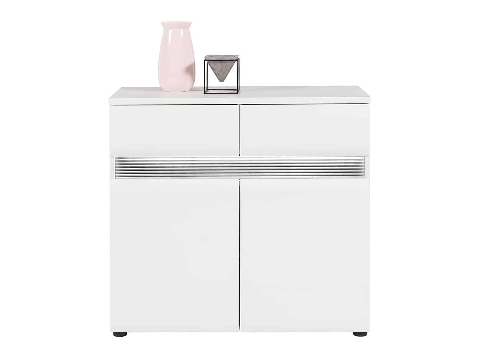 N2 - Komoda NEO N2 s LED osvětlením, vysoký bílý lesk/beton