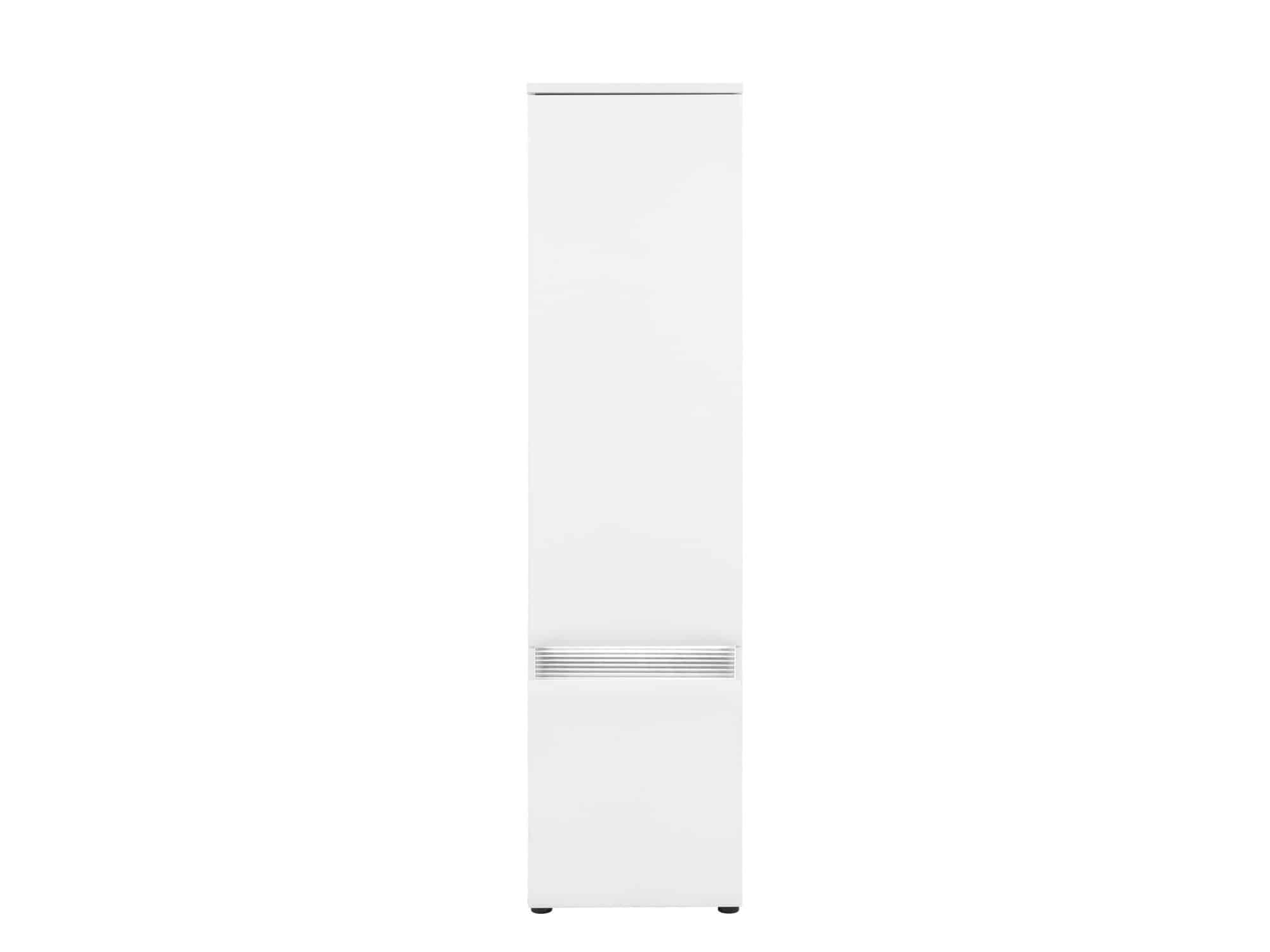 N8 - Uzamykatelná skříň NEO N8 levá s LED osvětlením, vysoký bílý lesk/beton