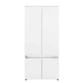 N9 - Dvoudveřová skříň NEO N9 s LED osvětlením, vysoký bílý lesk/beton