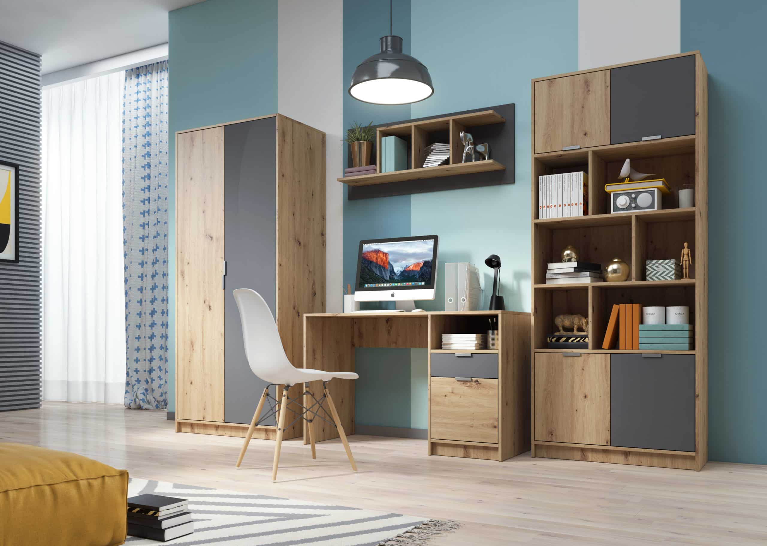 Obývací stěna CARLOS, dub artisan/antracit