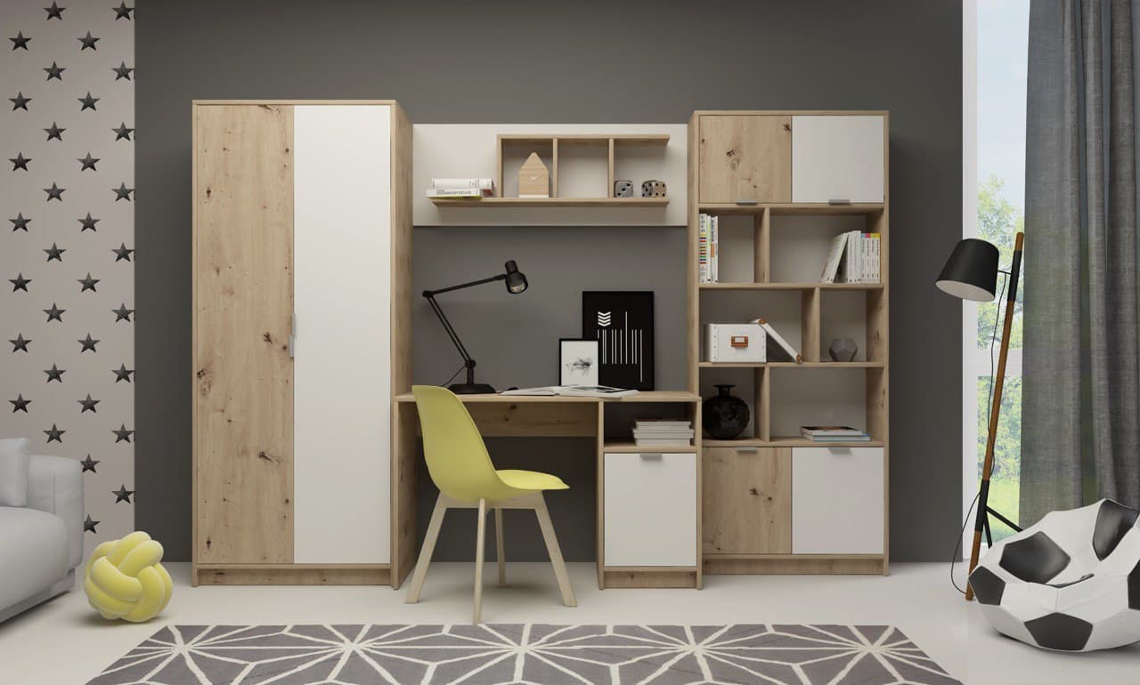 Obývací stěna CARLOS, dub artisan/bílá