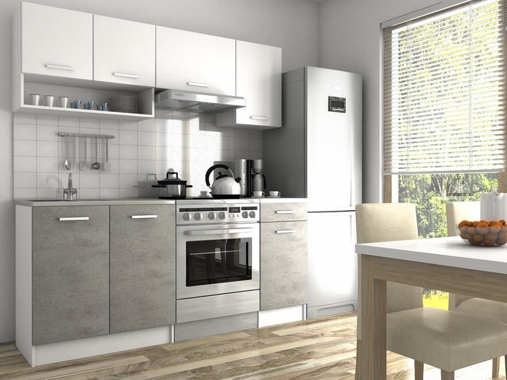 Kuchyňská linka Lulu II 120/180 beton/bílá - FALCO