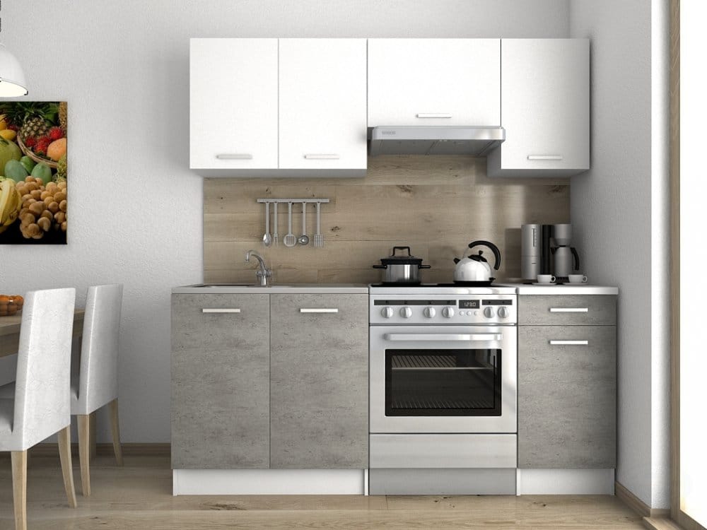 Kuchyňská linka Lulu 120/180 beton/bílá - FALCO