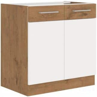 Kuchyňská dřezová skříňka Vigo 80ZL  dub lancelot/bílý lesk - FALCO