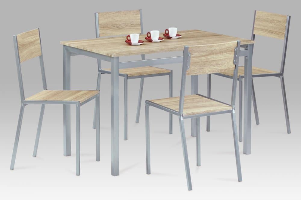 Jídelní set HARVEY SON dub sonoma / stříbrná Autronic