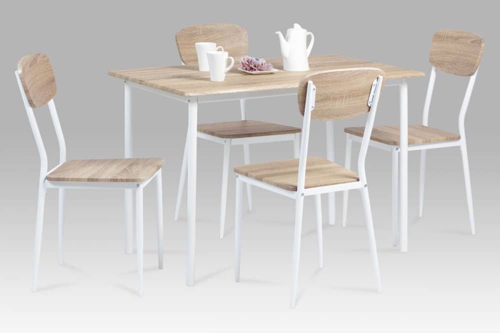 Jídelní set 1+4 JUSTIN SON dub sonoma / bílá Autronic