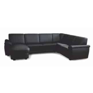 Sedací souprava ve tvaru U, levé provedení, ekokůže černá, BITER U 0000108350 Tempo Kondela