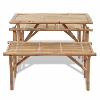 Zahradní piknikový set stůl + 2 lavice bambusový