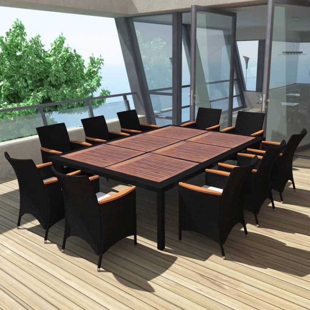 Zahradní jídelní set 21 ks černá / hnědá / krémová